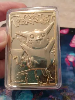 Pikachu Pokemon #25 Gold-Plated Nintendo Card 1999 In Case From Burger King - Image 1