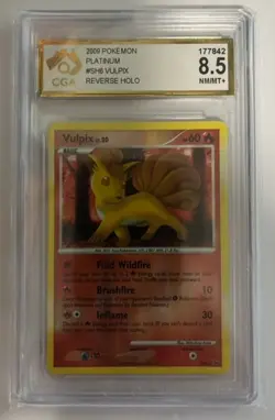 Pokemon Card - Vulpix (Shiny) Platinum SH6 grade CGA 8.5 Shiny Holo Rare - Image 1
