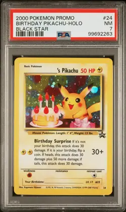 2000 POKEMON PROMO BLACK STAR #24 BIRTHDAY PIKACHU-HOLO PSA 7 - Image 1