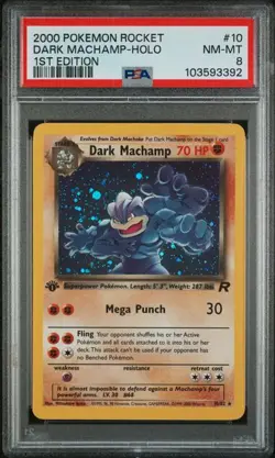 Pokemon 2000 Team Rocket Dark Machamp 1st Edition 10/82 PSA NM-MT 8 Free Ship - Image 1