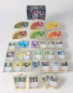 Pokemon Card Bundle Job Lot Bundle of 90 Cards With Box Preloved Mix - Image 1