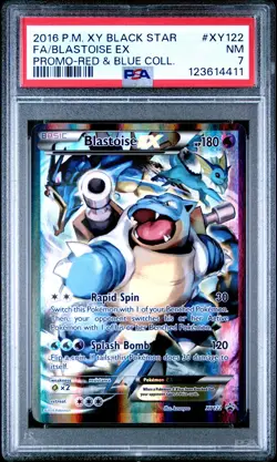 2016 POKEMON XY BLACK STAR PROMO RED & BLUE COLL FULL ART/BLASTOISE EX PSA 7 - Image 1