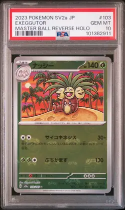 2023 POKEMON JPN SV2A-POKEMON 151 MASTER BALL REVERSE HOLO #103 EXEGGUTOR PSA 10 - Image 1