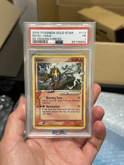 2005 Pokemon Ex Unseen Forces #113 Entei Gold Star PSA 1 PR POOR POP 64 - Image 1
