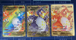 Metal Gold Card-Pokemon 1st Edition Base Set Shadowless Charizard 3 Metal cards - Image 1