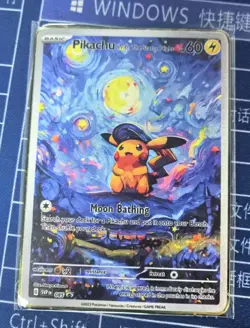 Pikachu with The Starry Night Metal Pokemon Card Collectible Gift/Display、 - Image 1