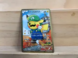 Pikachu Luigi Japanese.. Pokemon Promo Gold Metal Card Collectible Gift/Display - Image 3