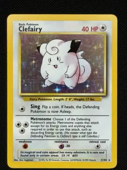 1999 Clefairy 5/102 Base Set Unlimited Holo Rare Pokemon TCG LP - Image 1