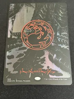 1x Mountain PHYREXIAN Full Art OIL SLICK RAISED FOIL All Will Be One ONE MTG P2 - Image 1