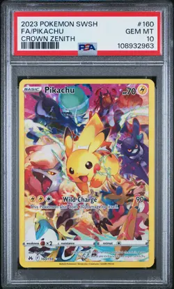 2023 POKEMON SWORD & SHIELD CROWN ZENITH #160 FULL ART/PIKACHU PSA 10 - Image 1