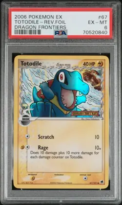 Pokemon! PSA 6 Totodile 67/101 - Reverse Foil - Dragon Frontiers - Delta Species - Image 1