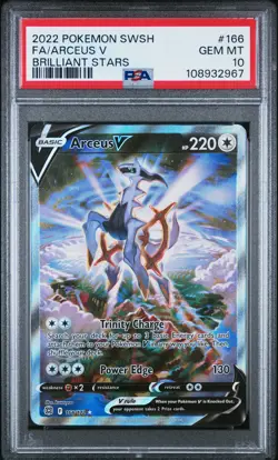 2022 POKEMON SWORD & SHIELD BRILLIANT STARS #166 FULL ART/ARCEUS V PSA 10 - Image 1