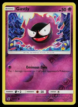 Pokemon SM - Crimson Invasion 36/111 Gastly Reverse Holo - Image 1