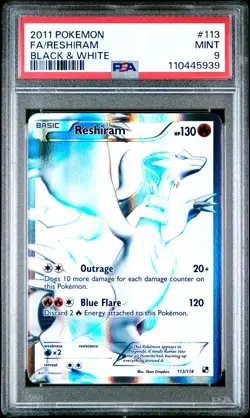 2011 POKEMON B&W #113 FULL ART/RESHIRAM PSA 9 - Image 1