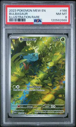2023 POKEMON MEW EN-151 ILLUSTRATION RARE #166 BULBASAUR PSA 8 - Image 1