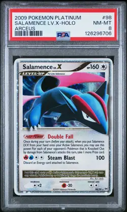 2009 POKEMON PLATINUM ARCEUS #98 SALAMENCE LV.X-HOLO PSA 8 - Image 1