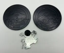 Pokemon Mad Party Pin Collection Mr. Mime Pin And Two Large Coins - Image 2