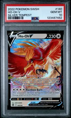 2022 POKEMON SWORD & SHIELD SILVER TEMPEST #140 HO-OH V PSA 10 - Image 1