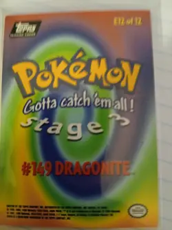 Topps Dragonite #149 Pokemon Non Holo E12 Of 12 Trading Card Blue Label - Image 2