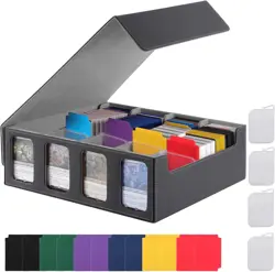 Card Storage Box, 3200+ MTG Deck Box with 12 Colorful Dividers & 4 Supporters... - Image 1