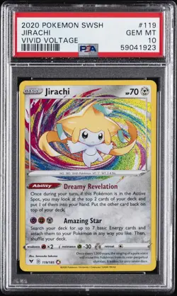 2020 POKEMON SWORD & SHIELD VIVID VOLTAGE #119 JIRACHI PSA 10 - Image 1