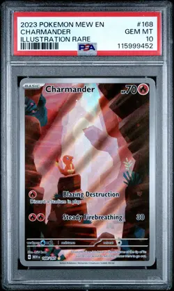 2023 POKEMON MEW EN-151 ILLUSTRATION RARE #168 CHARMANDER PSA 10 - Image 1