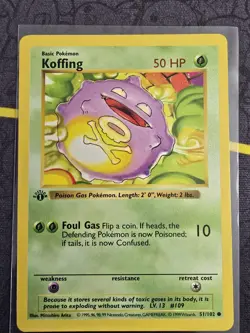 1999 Pokemon TCG Koffing 51/102 Base Set 1st Edition Shadowless Card #51/102 - Image 1