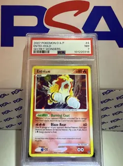 2007 Pokemon D&P Secret Wonders #4 Entei Holo Bleed PSA 7 NM - Image 1