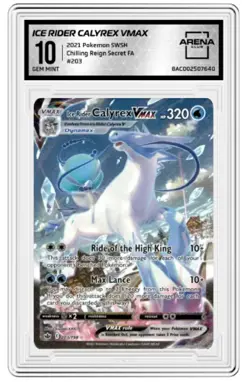 2021 Pokemon SWSH FA/Alt Calyrex VMAX Chilling Reign - Secret #203 GEM MT 10 - Image 1