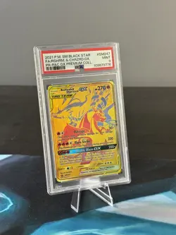 2021 POKEMON SM BLACK STAR PROMO #SM247 FULL ART/RESHIRAM & CHARIZARD GX PSA 9 - Image 1