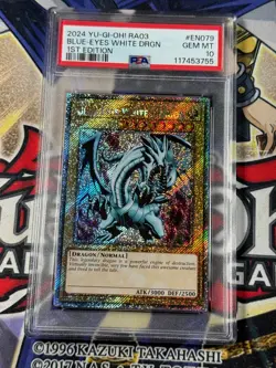 Yugioh PSA 10 Blue-Eyes White Dragon RA03-EN079 Platinum Secret Rare 1st Ed - Image 1