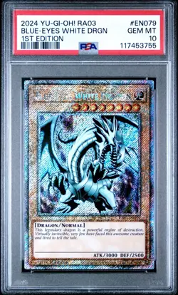 Yugioh PSA 10 Blue-Eyes White Dragon RA03-EN079 Platinum Secret Rare 1st Ed - Image 2