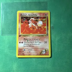 Pokemon TCG Blaine's Growlithe Gym Heroes 62/132 Regular 1st Edition Common LP - Image 1