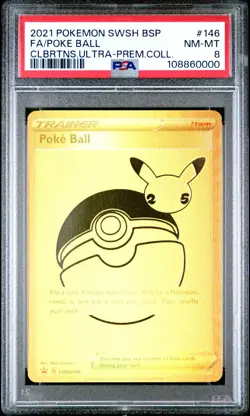 2021 POKEMON SWSH BLACK STAR PROMO #146 FULL ART/POKE BALL PSA 8 - Image 1