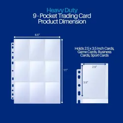 PERFORMORE 9-Pocket Trading Card Binder Sleeves for 3 Ring Binders | Clear - Image 2