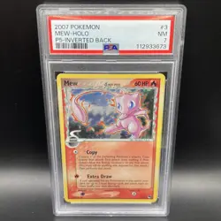 Mew Delta Species 3/17 Pop Series 5 Holo Swirl Card Inverted Back Error PSA 7 - Image 1