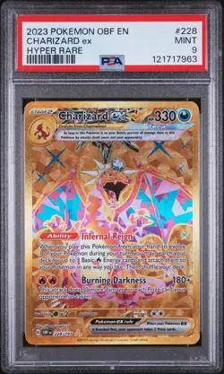 PSA 9 Mint Charizard ex 2023 Obsidian Flames 228/197 Pokemon Card - Image 1
