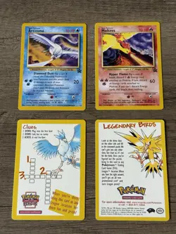 Articuno & Moltres 2000 Black Star Promo Cards And 2 Pokemon League Crosswords - Image 1
