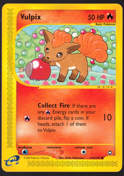 Vulpix 116/147 Aquapolis 2002 Pokemon TCG Card NM - Image 1