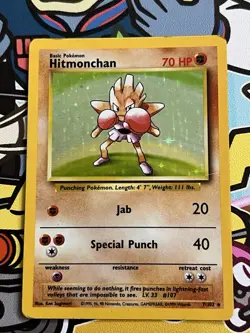 Pokemon TCG Hitmonchan 007/102 Base Set Holo MP/HP - Image 1