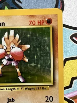 Pokemon TCG Hitmonchan 007/102 Base Set Holo MP/HP - Image 3