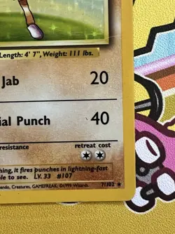 Pokemon TCG Hitmonchan 007/102 Base Set Holo MP/HP - Image 4