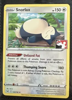 Snorlax 143/196 Pokemon Prize Pack Series 3 NM Lost Origin variant G - Image 1