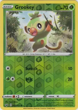 Reverse Holo Grookey 011/202 Common Sword & Shield Base Set Pokemon TCG - Image 1