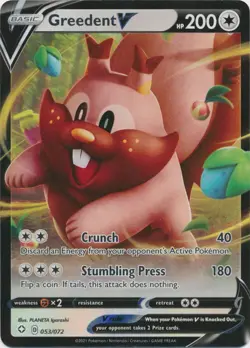 Holo Greedent V 053/072 Ultra Rare Shining Fates Pokemon TCG - Image 1