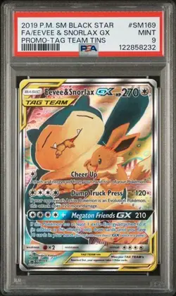 Pokemon TCG Sun And Moon Snorlax And Eevee GX #SM169 PSA 9 MINT Black Star Promo - Image 1