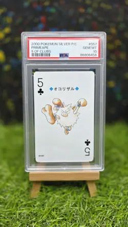 Mankey PSA 10 Pokemon 5 of Clubs Silver Poker Set #057 GEM MINT - Image 1