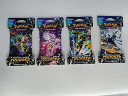 Pokemon sun & moon Lost Thunder Sleeved Booster Pack Art Set new sealed set of 4 - Image 1