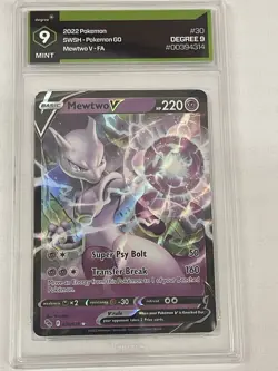 2022 Pokemon GO TCG Mewtwo V 030/078 Holo Ultra Rare GRADED 9 MINT - Image 1