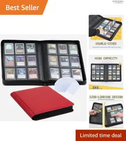 Card Collection Binder - Red 252-Card Album with Sleeves for TCG & MTG - Image 1